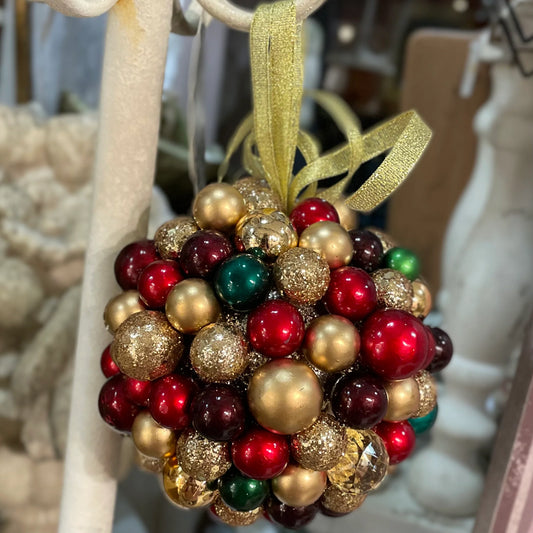 DECORO NATALIZIO SFERA MULTICOLOR FIORI DI LENA