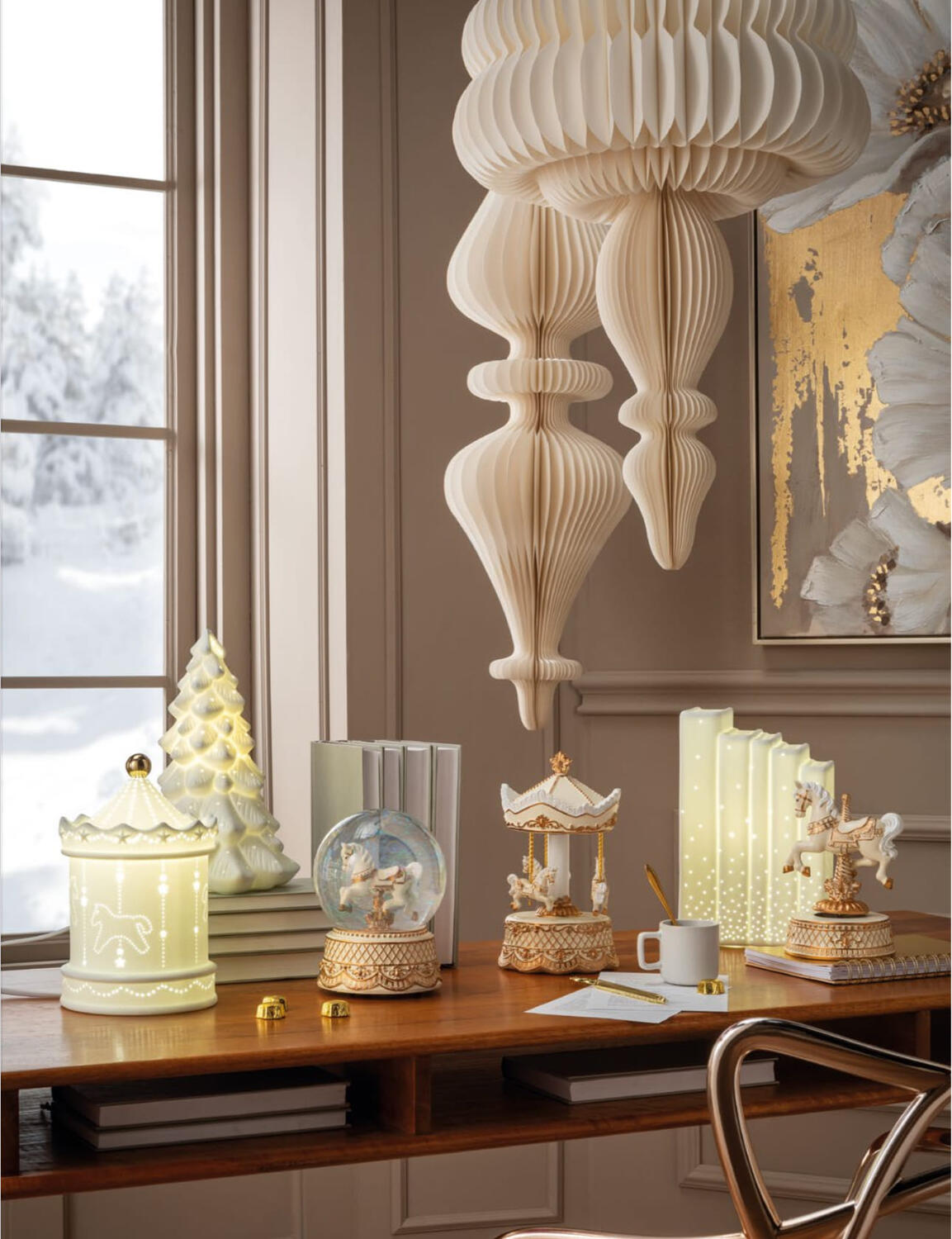 BOULE DE NEIGE CAVALLO CON CARILLON L'OCA NERA