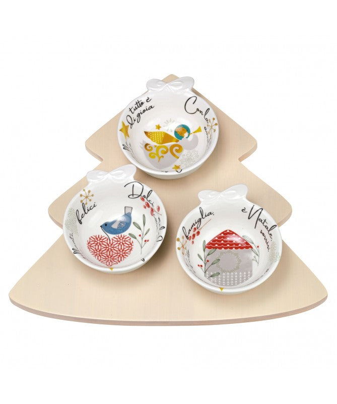 ANTIPASTIERA ALBERO BAMBOO CON 3 BOLI  RACCONTI DI NATALE WALD