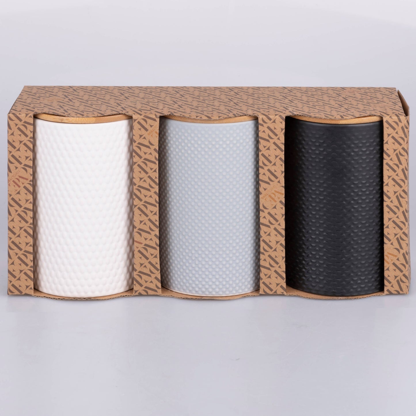 Set 3 barattoli cucina in gres Circle con coperchio bambù - VdE Tivoli