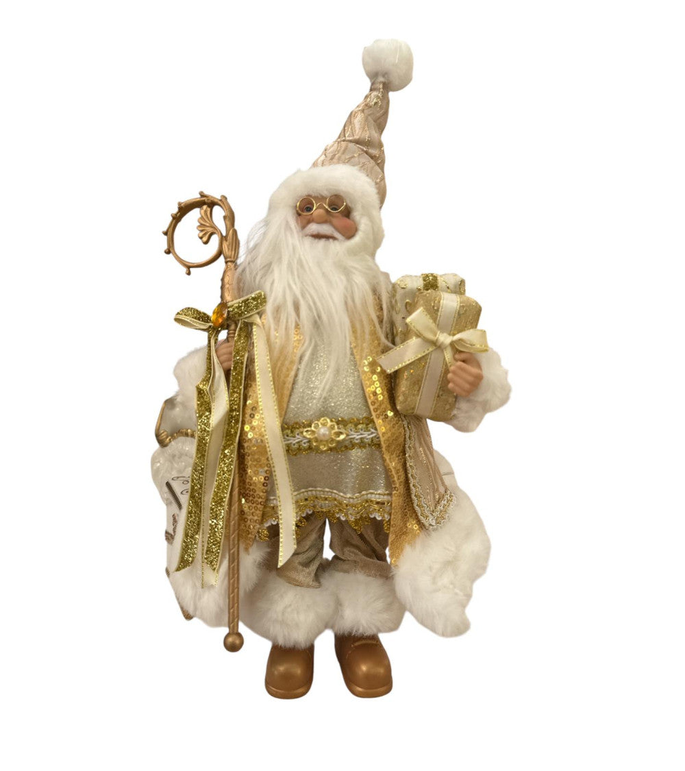 BABBO NATALE ORO CON DONI FIORI  DI LENA