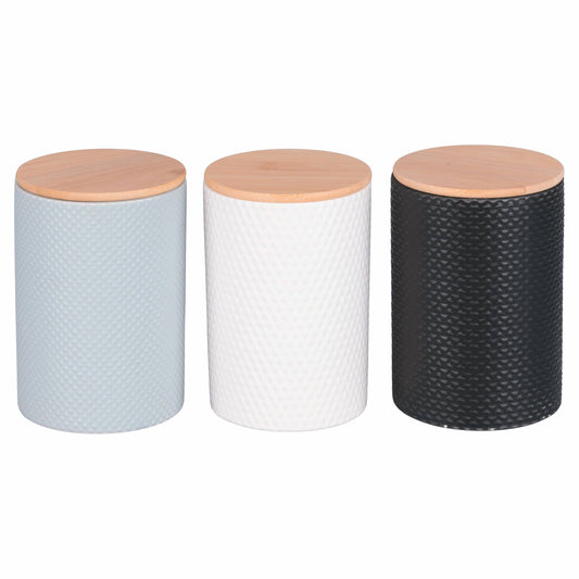 Set 3 barattoli cucina in gres Circle con coperchio bambù - VdE Tivoli