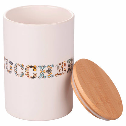 Barattolo zucchero in gres con coperchio bambù - VdE Tivoli