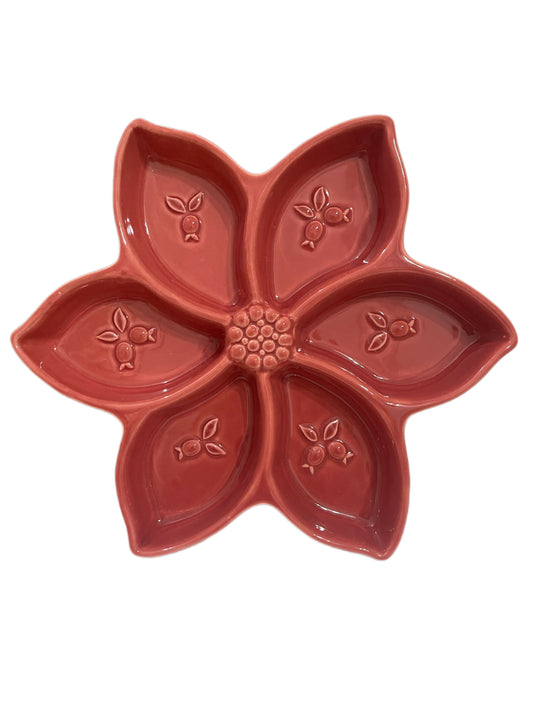 Piatto per Antipasto e Aperitivo in Ceramica Kergrès® di Wald – Rosso Decorato a Mano