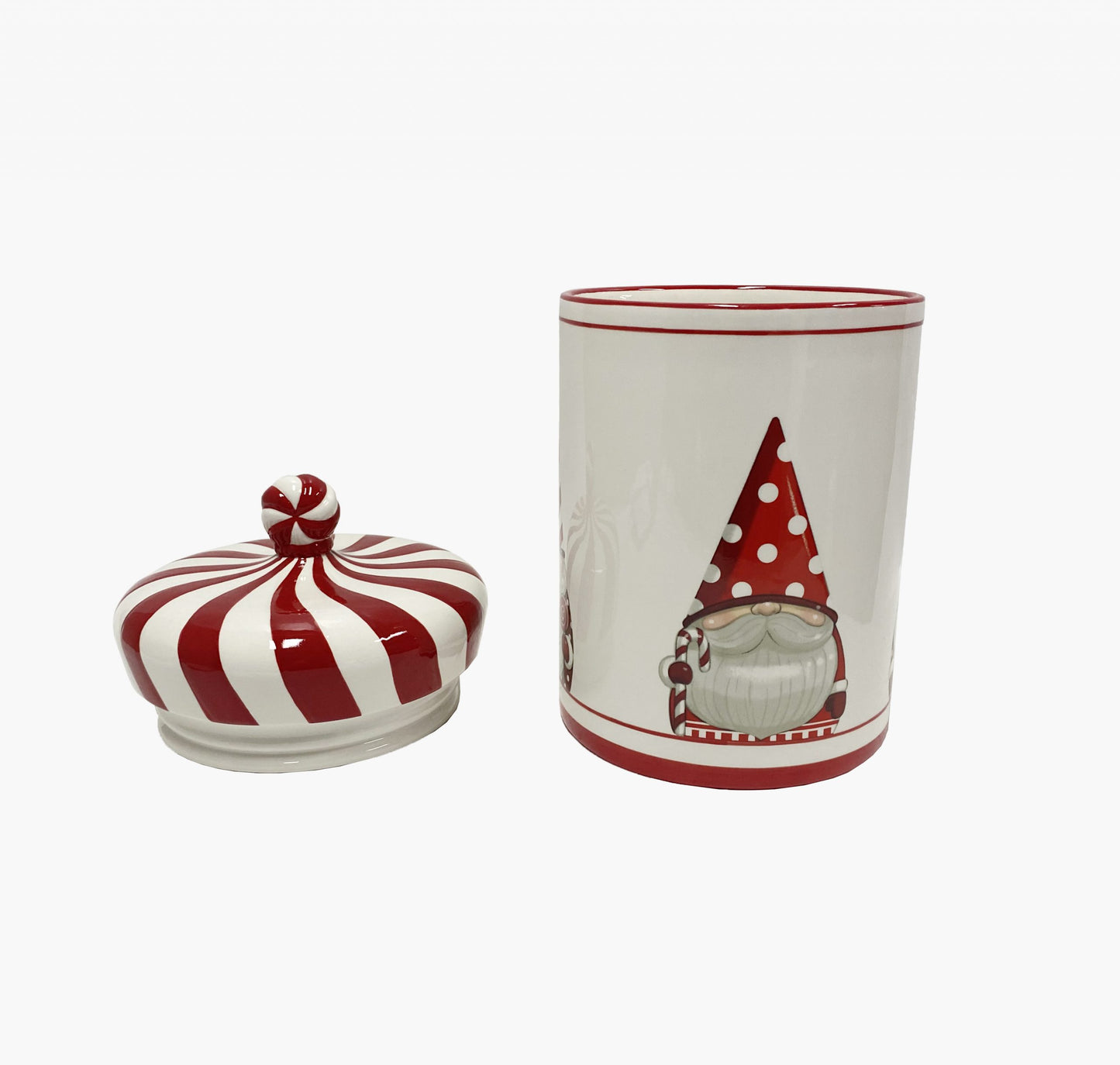 Barattolo Natalizio con Coperchio di ElleGift – Decorazione con Gnomo Rosso e Bianco